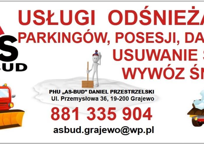 Grajewo ogłoszenia: Usługi:
* odśnieżanie;
* usuwanie sopli;
* wywóz śniegu....